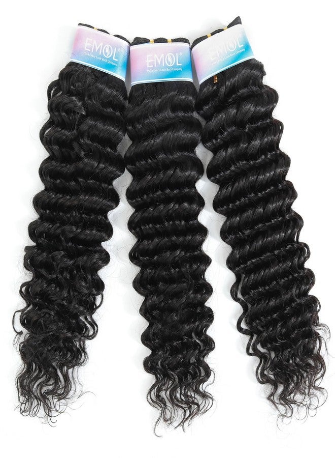 EMOL Deep Wave Bundles, Curly Bundles Human Hair, 10 12 14 Inch, Wet and Wavy, Natural Black, Soft, 285g-300g, Brazilian Hair - Image 2